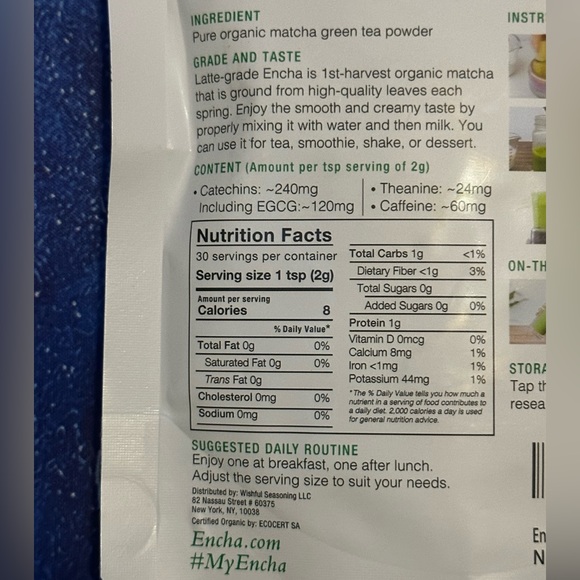 New - Encha Organic Latte Grade Japanese Matcha Green Tea From Uji, Japan (60g) - Picture 3 of 10